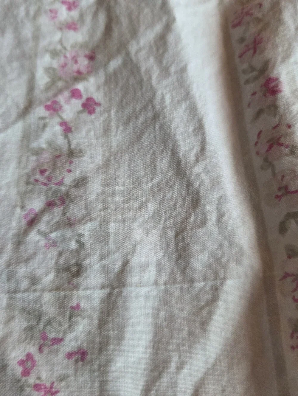 Simply Shabby Chic Soft Pink Ruffled Cotton Curtain Panel Elegant Floral Pattern